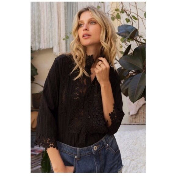 BLACK  Floral Lace Blouse - Picture 4 of 12